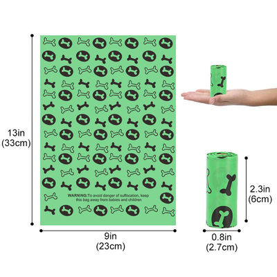 Bolsas de desechos de mascotas con material de almidón de maíz Etiqueta privada Compostable y biodegradable