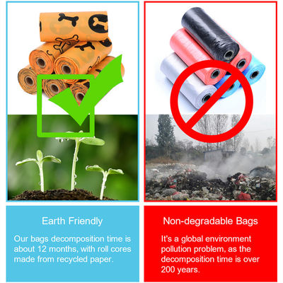 Bolsa de caca para perros de etiqueta personalizada biodegradable compostable degradable para la eliminación de desechos de mascotas