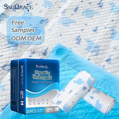 Superficie seca de absorción de SAP desechable bajo almohadillas para almohadillas de incontinencia para adultos SnuGrace