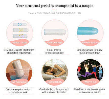 Tampones de punto limpio de algodón orgánico de marca privada para adultos para productos de salud femenina