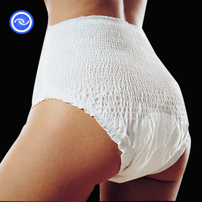 Productos para la incontinencia con impresión blanca, pañal de tirón para adultos tamaño XL 1000 ml con pulpa de flujo